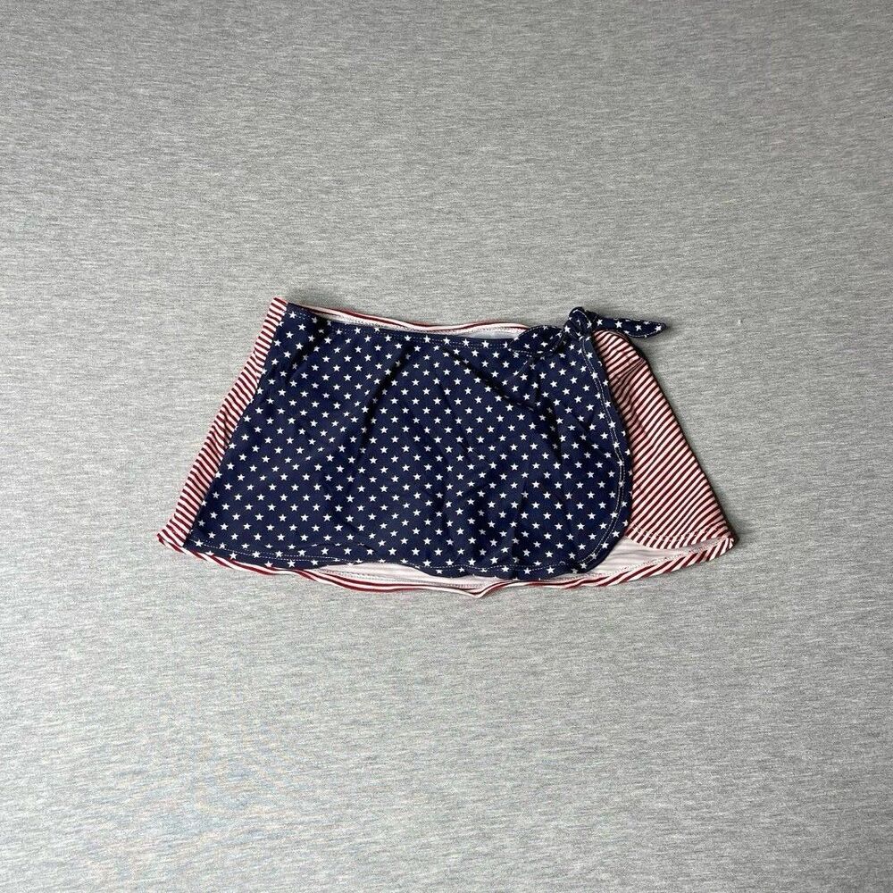 Old Navy Girl's American USA Red, White & Blue Stripe & Stars Bikini Swim Skirt